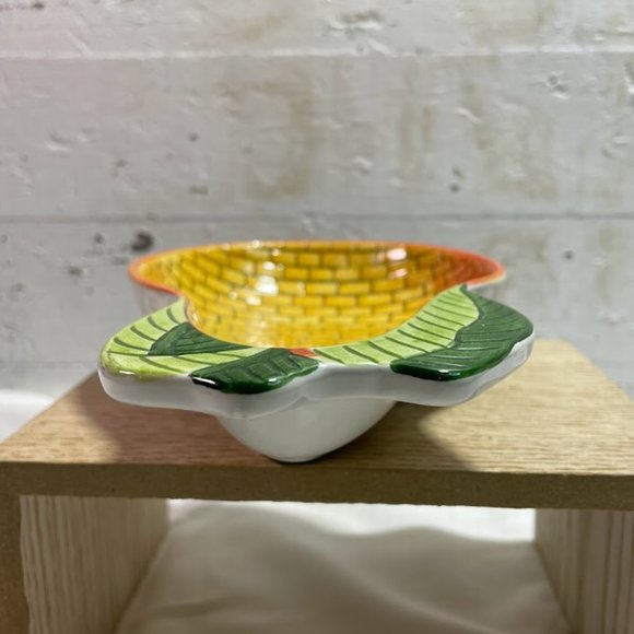 Clay Art Orange Yellow Brick Pattern Pear Dish Spoon Rest Ceramic Pear Trinket - Picture 5 of 8